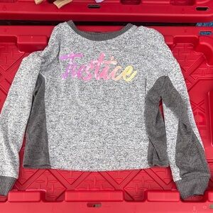 Justice Gray Sweatshirt with Colorful Logo